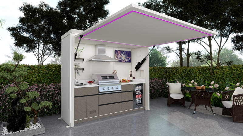 Cocina de exterior cerrada Modelo LYRA blanca